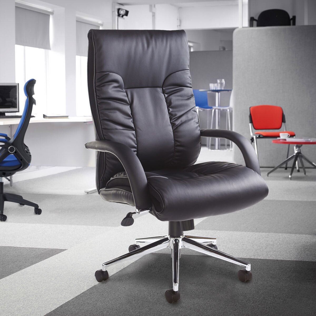 Derby Leather Faced Executive Chair in Black Costco UK