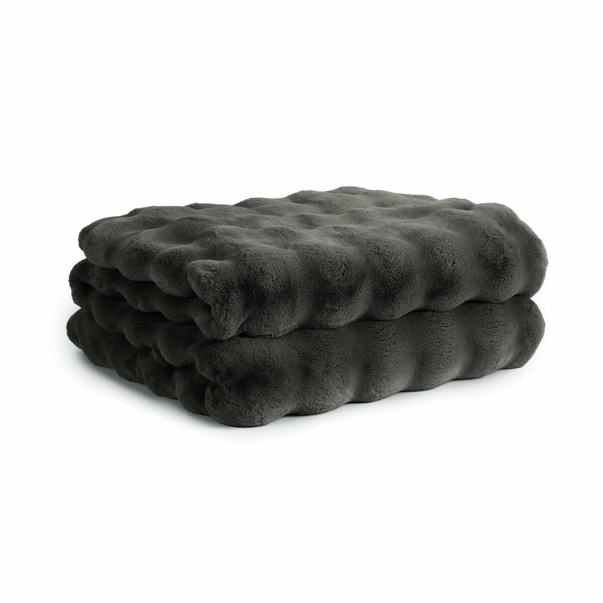 House & Home Bubble Faux Fur Throw in Grey, 152 x 177 cm