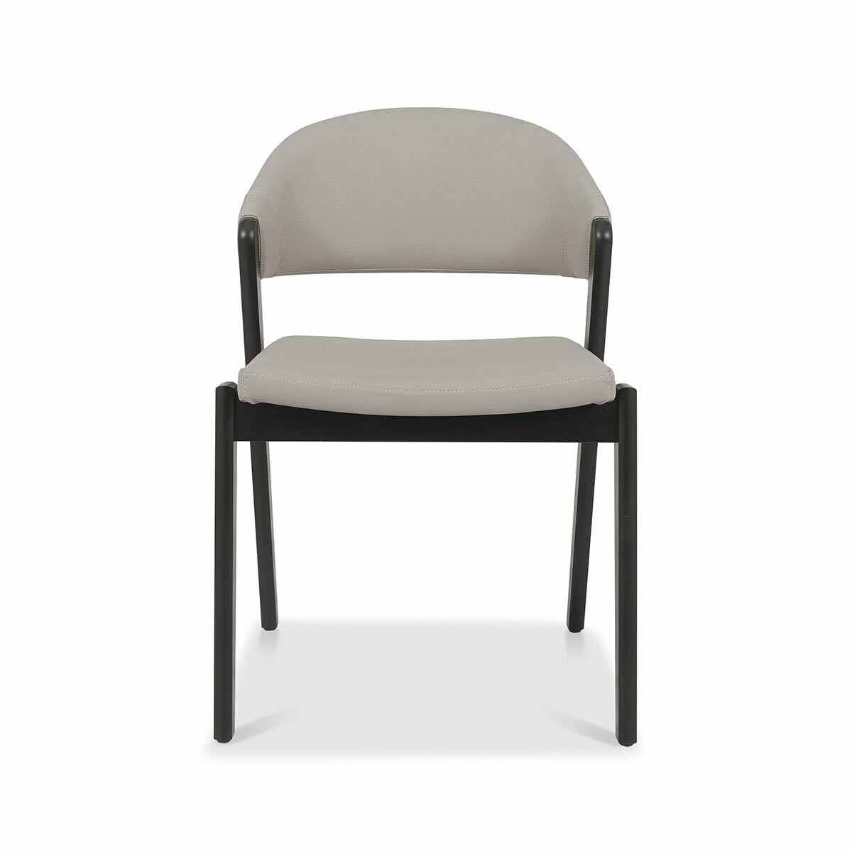 Bentley Designs Camden Peppercorn Light Grey Leather Dining Chair, 2 Pack