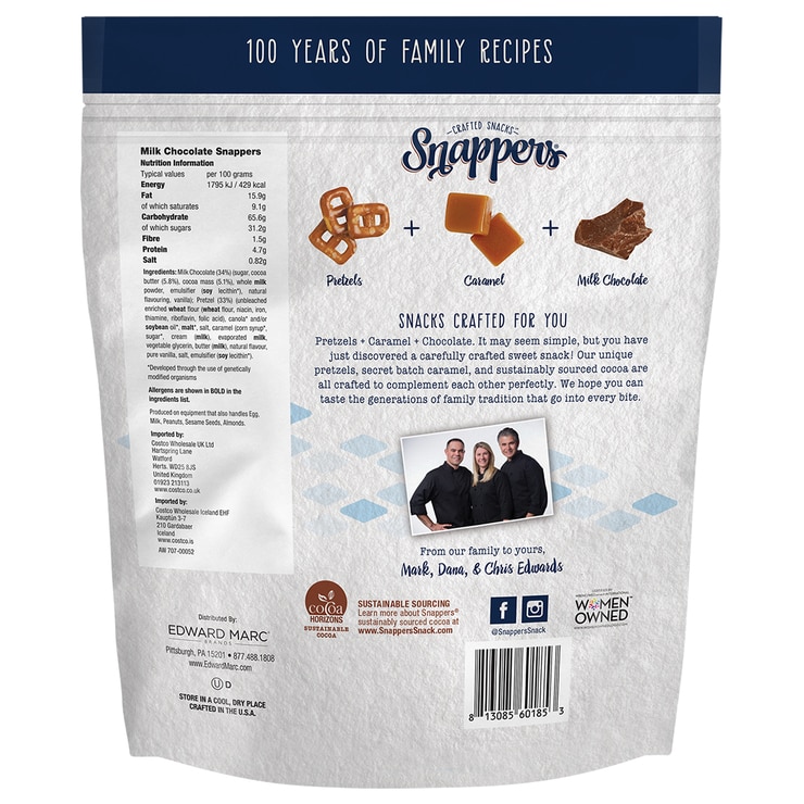 Snappers Milk Chocolate and Caramel Pretzels, 567g Costco UK