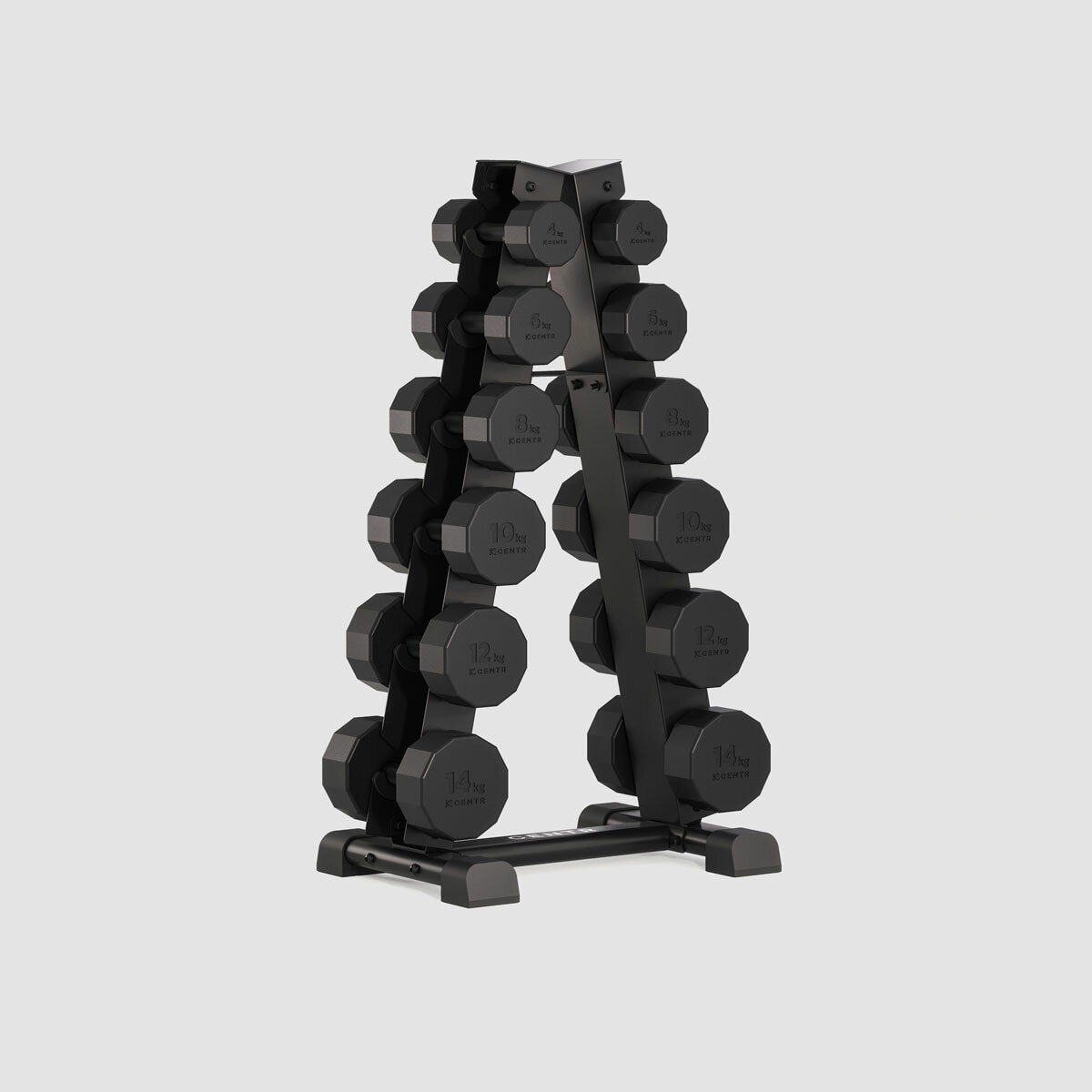 Centr 108kg Rubber Dumbbell Set with Rack