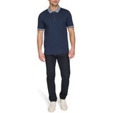 DKNY Men's Zip Collar Polo in Navy, Large