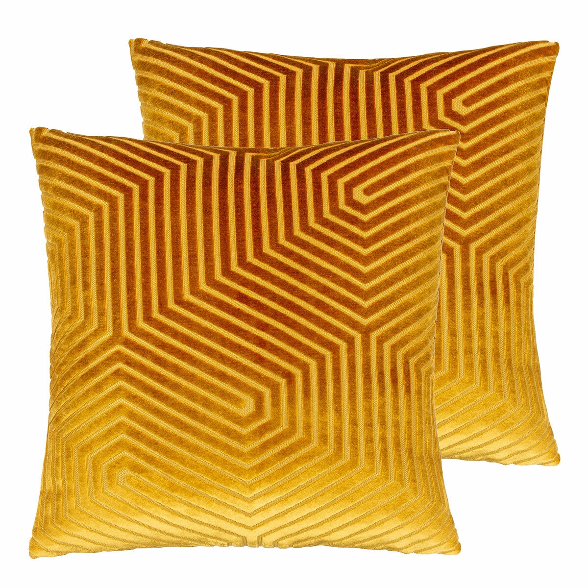 Paoletti Evoke Gold Velvet Feather Fill Cushion 2 Pack, 45 x 45 cm