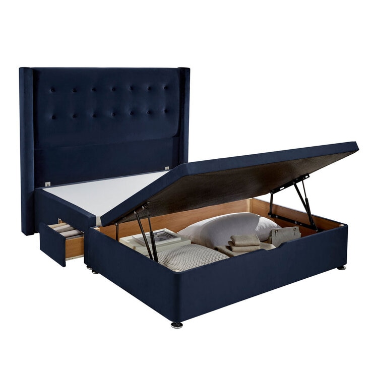 Silentnight Velvet Ottoman Divan Base with Bloomsbury Headboard in 2 Colours & 3 Sizes