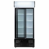 Contender RUG048 783L Commercial Sliding Double Glass Door Fridge, F Rated in White