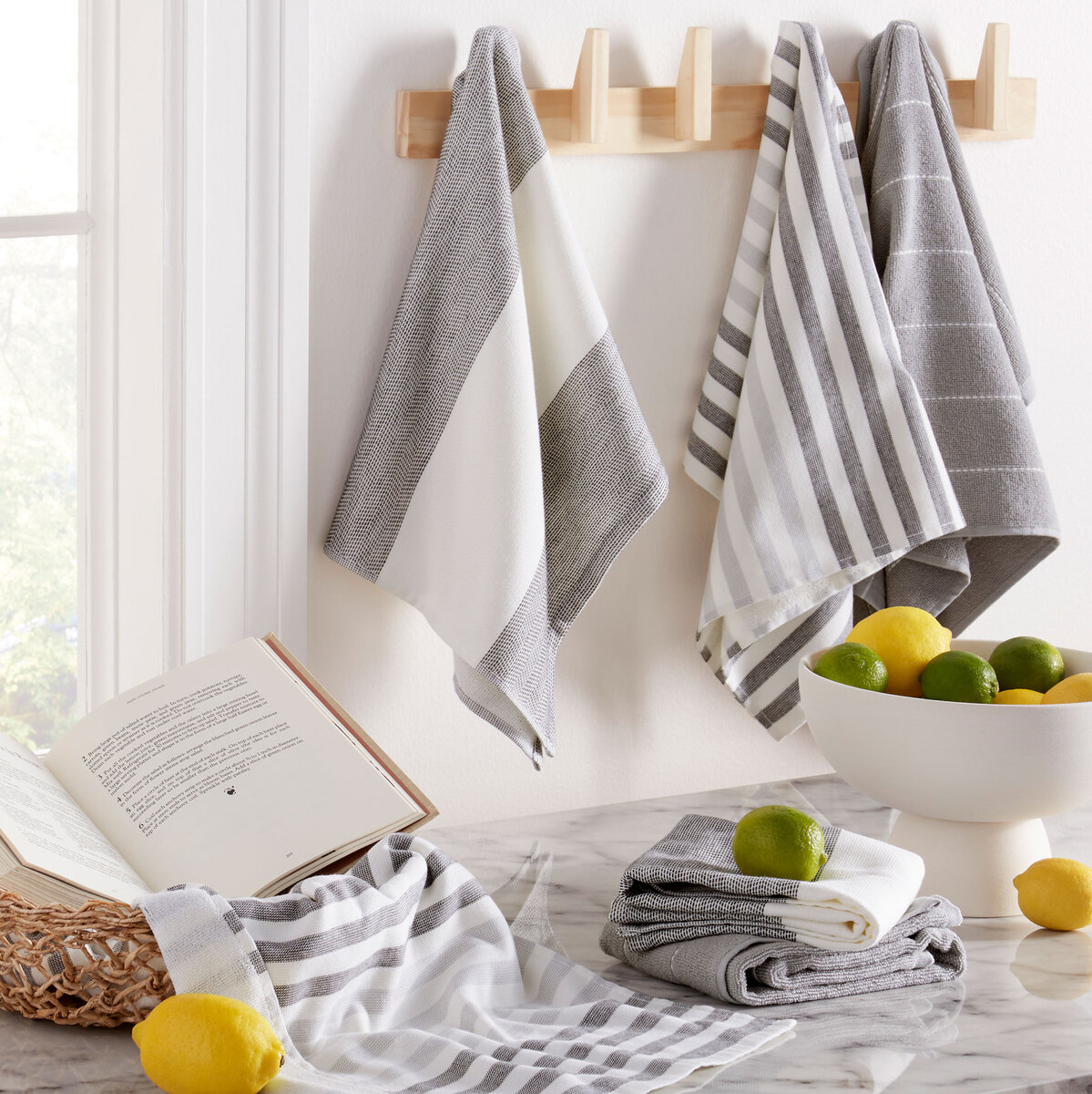 Town & Country Colourblock Kitchen Towels, 6 Pack in Grey Costco UK