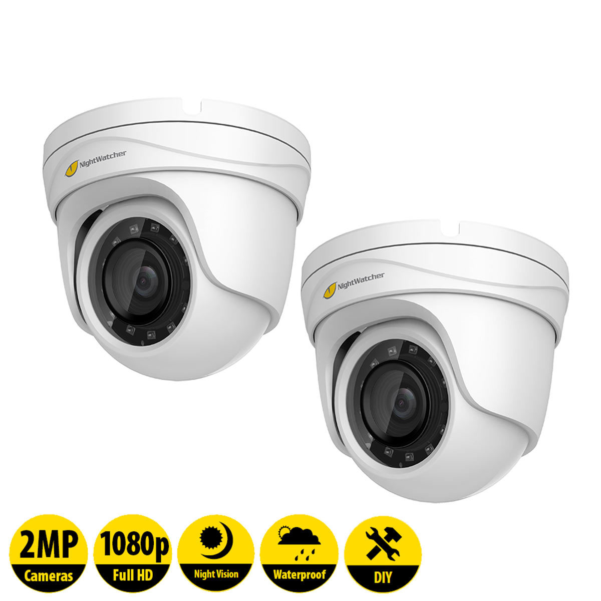 NightWatcher 2MP Full HD Dome Cameras Twin Pack