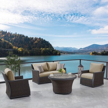 OVE Decors Barcelona 4 Piece Deep Seating Patio Set + Cover