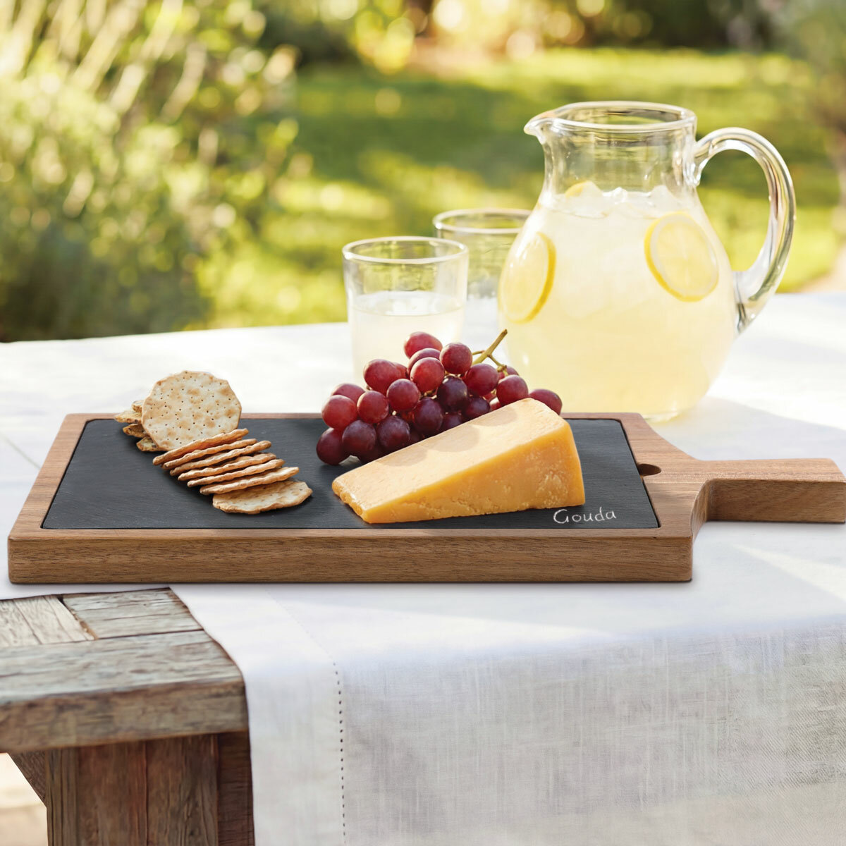 BirdRock Home Slate & Acacia Serving Board