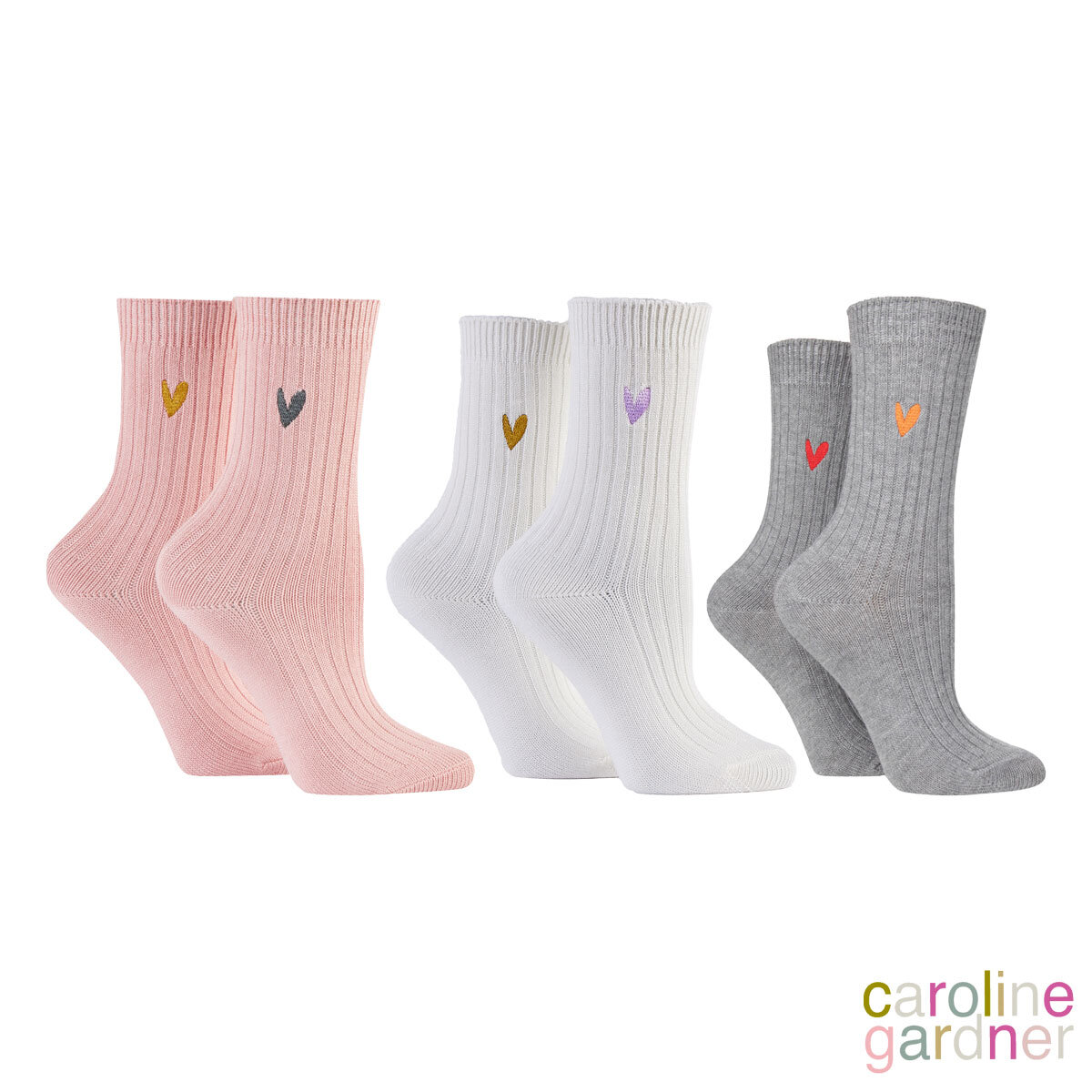 Caroline Gardner Ladies Bamboo Leisure Sock 6 Pack in Pink
