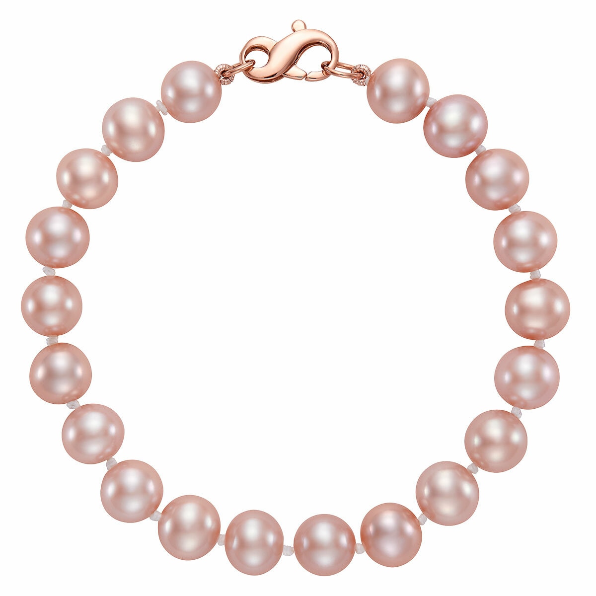 8-8.5mm Cultured Freshwater Pink Pearl Bracelet, 14ct Rose Gold