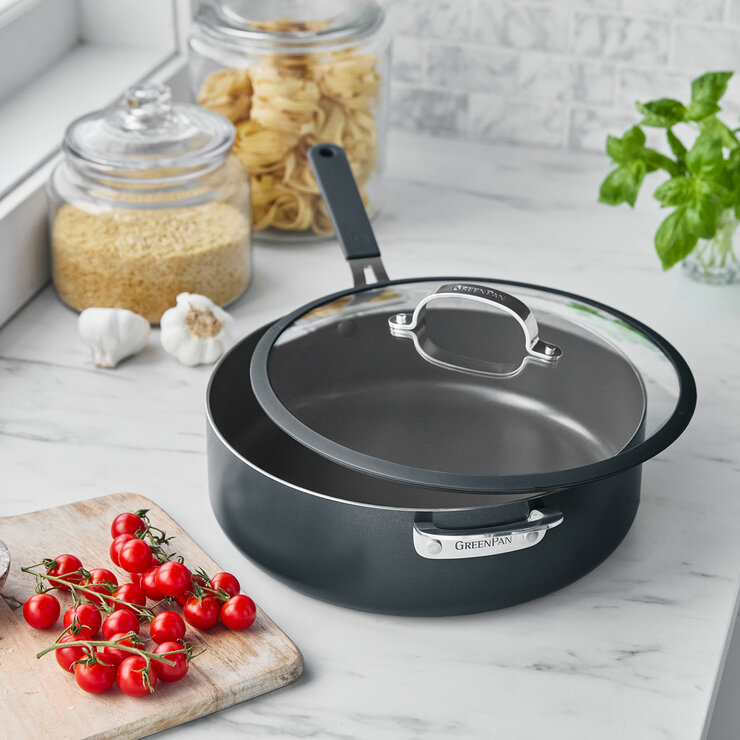 GreenPan Saute Pan with Lid , 30cm Available in 2 Colours