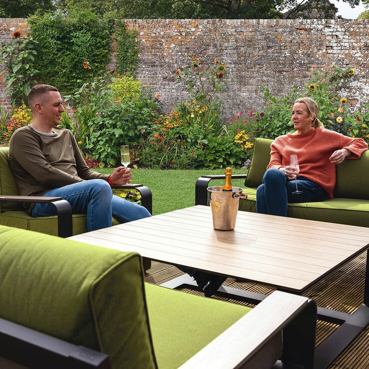 Stone Garden 5 Piece Deep Seating Patio Set in Green