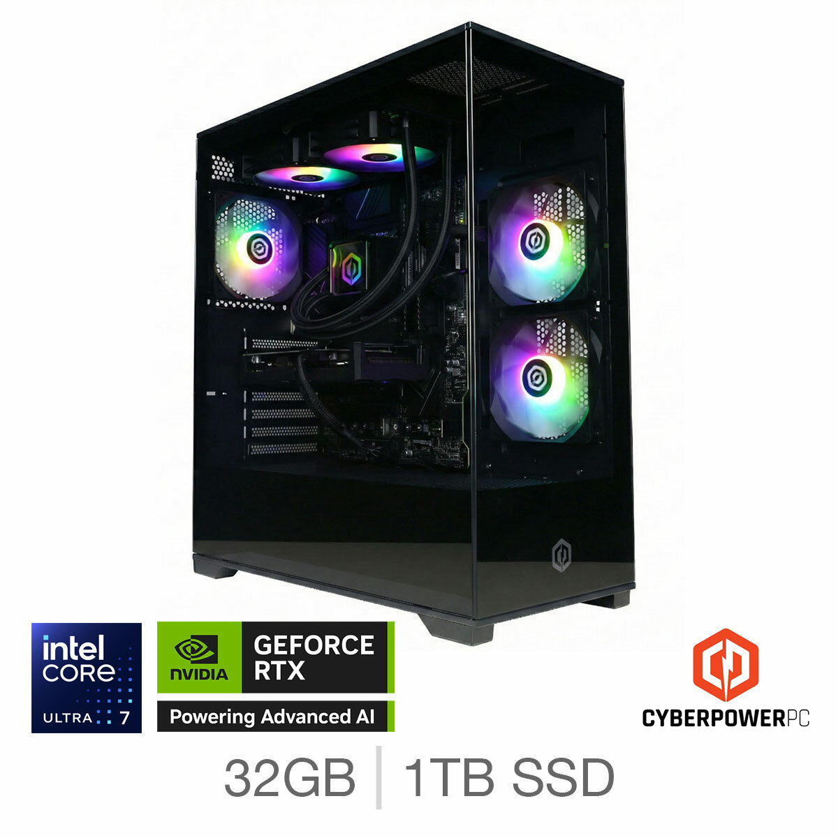 CyberPower, Intel Core Ultra 7, 32GB RAM, 1TB SSD, NVIDIA GeForce RTX 5070 Ti, Gaming Desktop PC