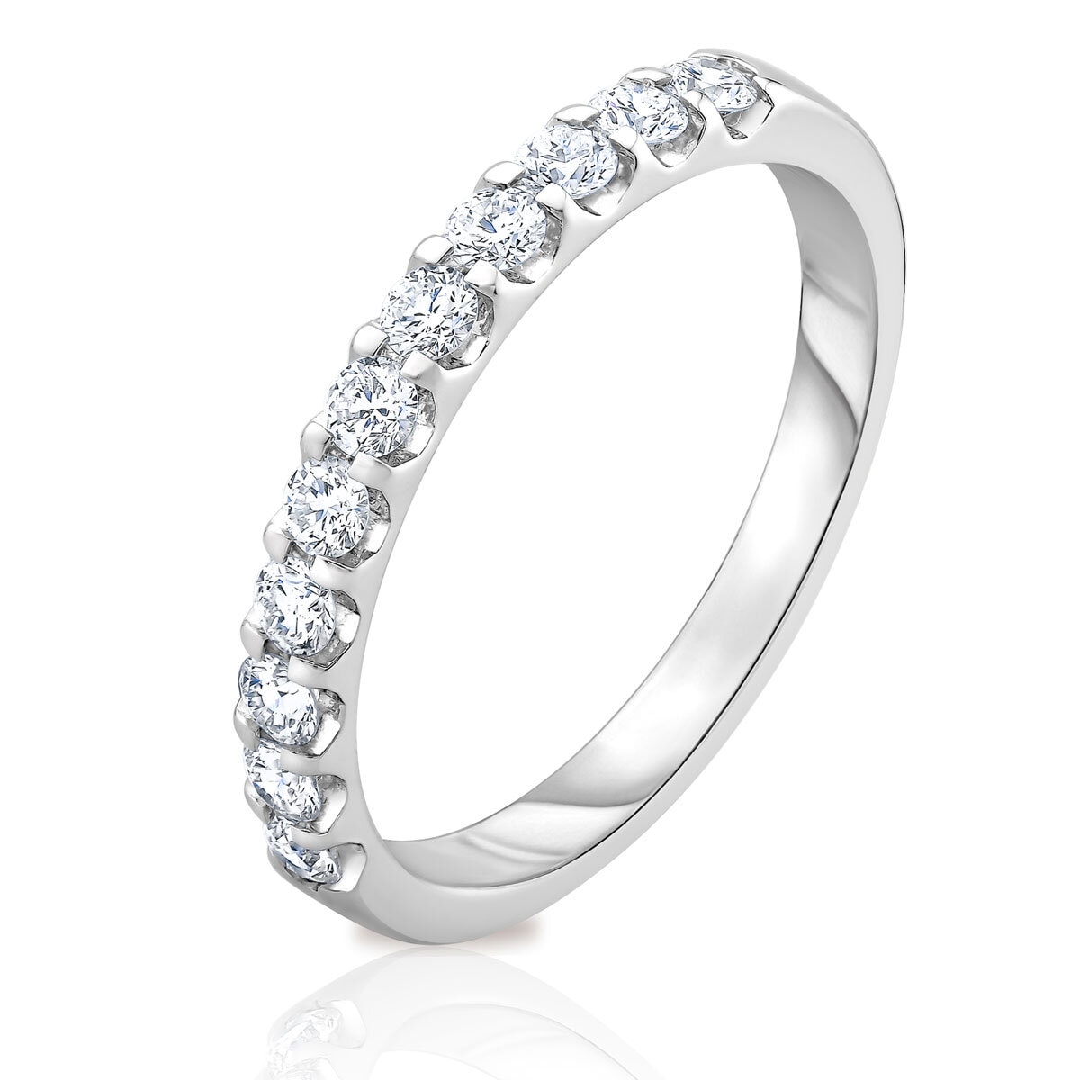 0.50ctw Round Brilliant Cut Diamond Half Eternity Ring, 18ct White Gold