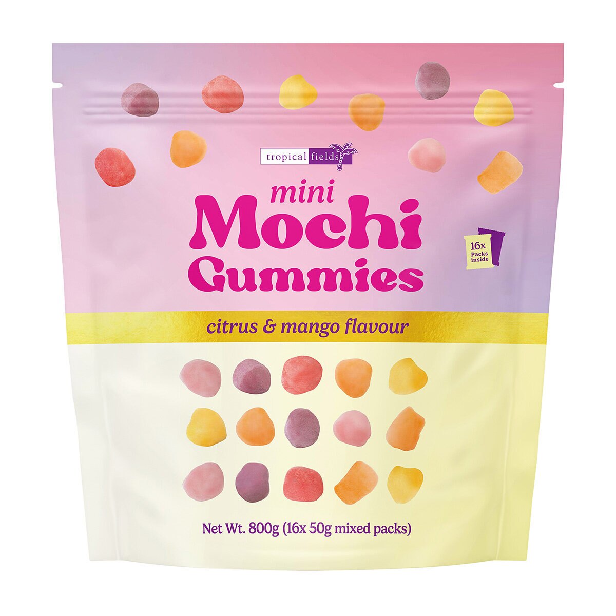 Tropical Fields Mini Mochi Gummies 800g, 16 x 50g Costco UK