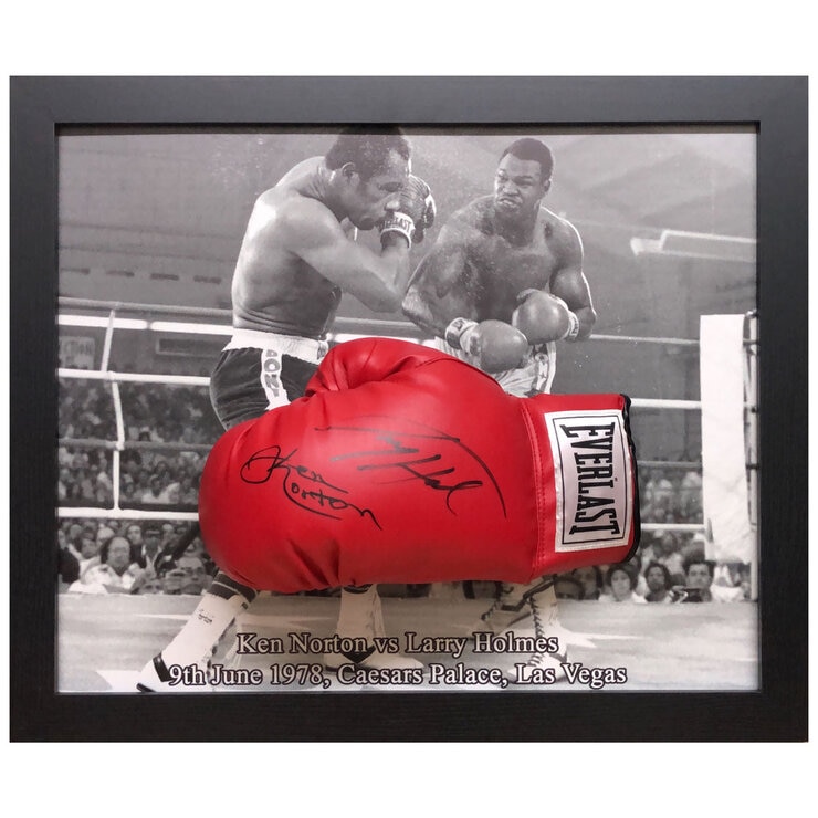 Larry Holmes & Ken Norton Dual Signed boxing glove Larry Holmes & Ken Norton Dual Signed boxing glove