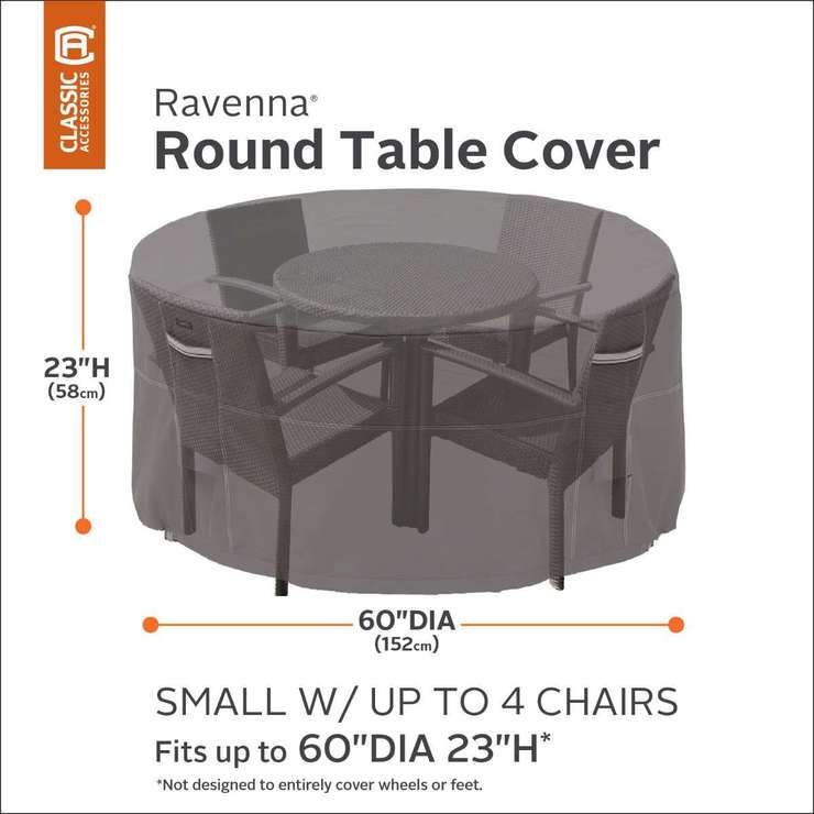 Classic Accessories Ravenna Round Patio, Third Round Garden Table Furniture Cover