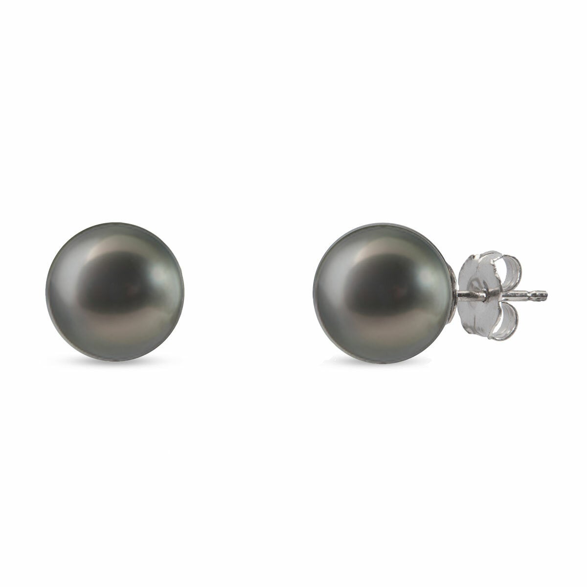 9-9.5mm Cultured Tahitian Pearl Stud Earrings, 14ct White Gold