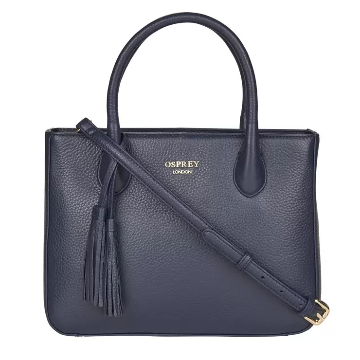 Osprey London Coast Leather Women's Grab Handbag, Navy Osprey London Coast Leather Women's Grab Handbag, Navy