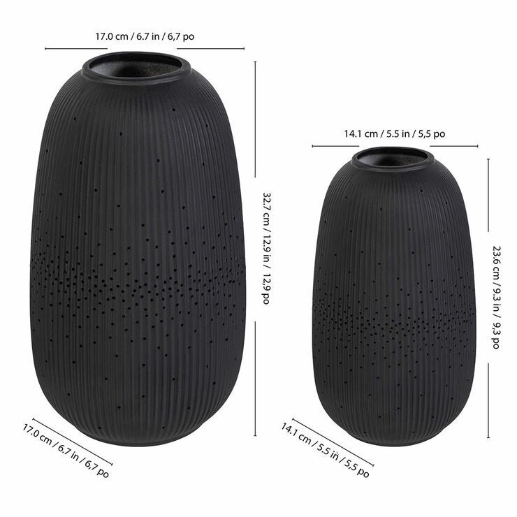 Evergreen LED Porcelain Lantern, 2 Piece Set in Black Evergreen LED Porcelain Lantern, 2 Piece Set in Black