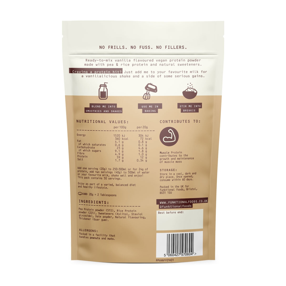 Funktional Foods Vegan Vanilla Protein Blend, 1kg Costco UK