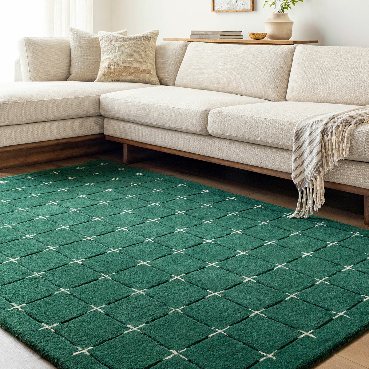 Livabliss Brook Green Wool Rug, In 2 Sizes Livabliss Brook Green Wool Rug, In 2 Sizes