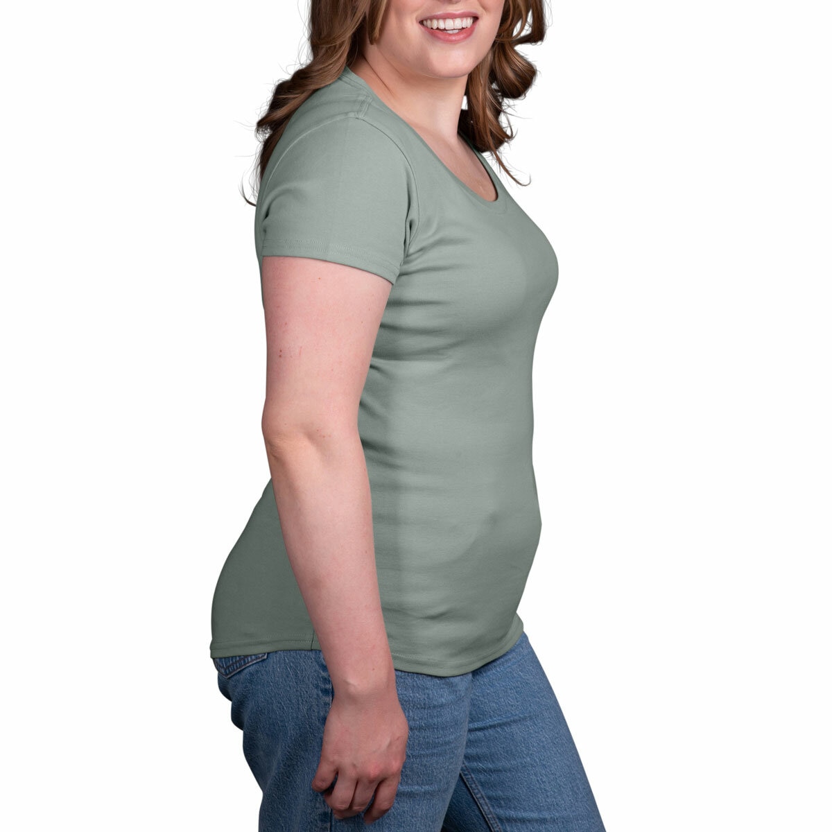Kirkland Signature Ladies Scoop Neck Pima Tee in Green