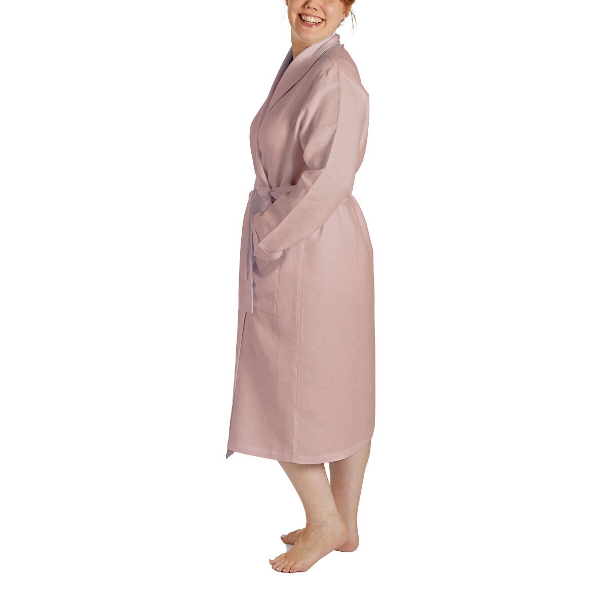 Lazy Linen Ladies Robe in Pink