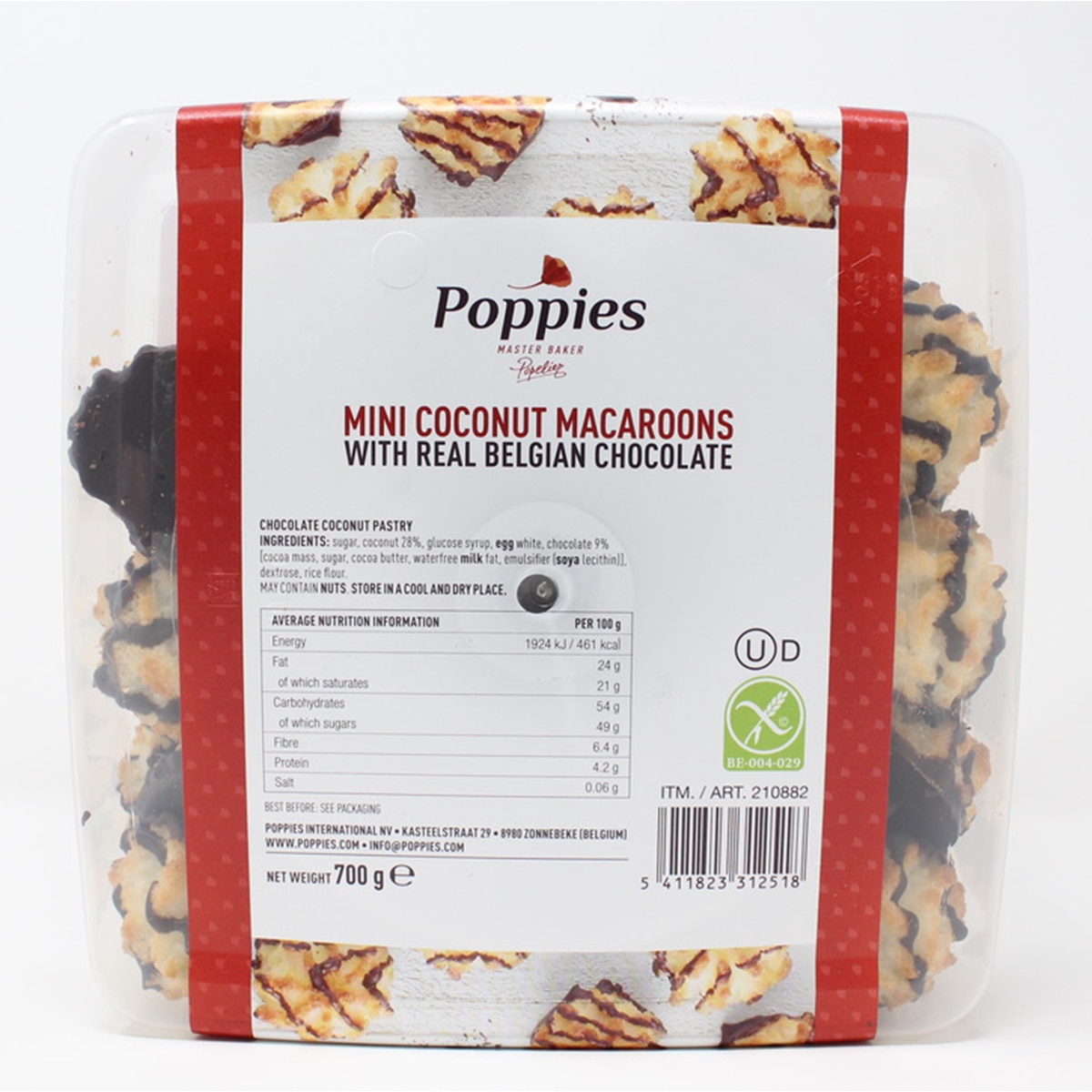 Poppies Mini Coconut Macaroons with Real Belgian Chocolate, 700g