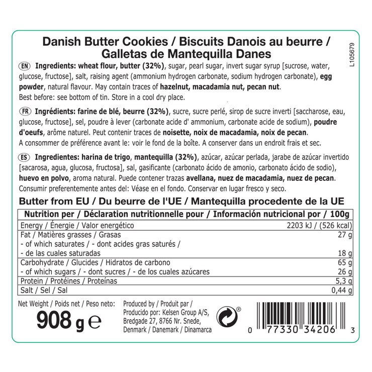 Kelsen Danish Butter Cookies, 908g Costco UK