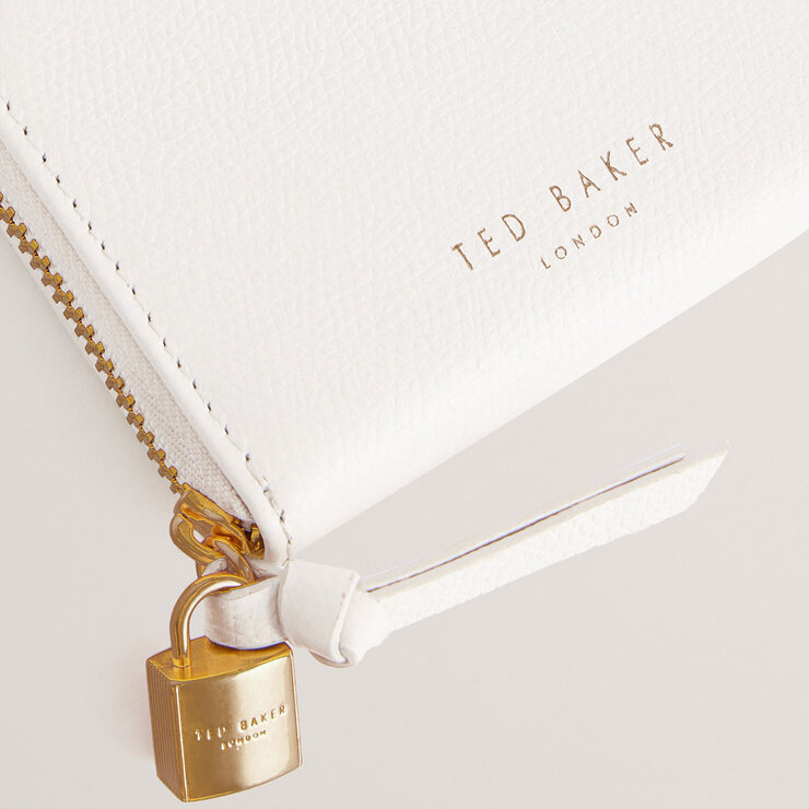 Ted Baker Wesmin Padlock Small Leather Purse in White Ted Baker Wesmin Padlock Small Leather Purse in White