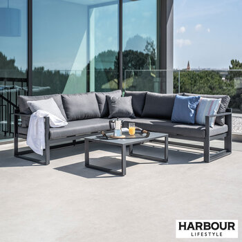 Harbour Lifestyle Havana Corner Patio Set with Reclining Feature in Dark Grey