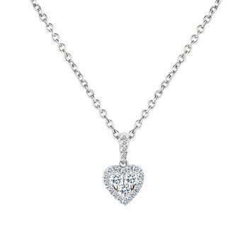 0.31ctw Round Brilliant Cut Diamond Heart Halo Pendant, 18ct White Gold