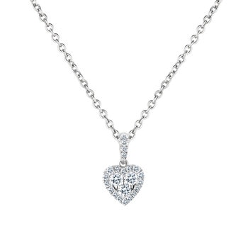 0.31ctw Round Brilliant Cut Diamond Heart Halo Pendant, 18ct White Gold