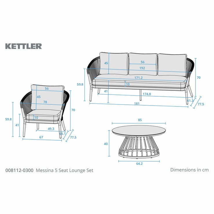Kettler Messina 4 Piece Deep Seating Set