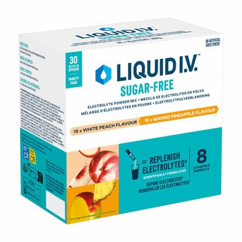 Liquid I.V.® Sugar Free Electrolyte Powder Mix, White Peach & Mango Pineapple Variety Pack, 30 Sticks Liquid I.V.® Sugar Free Electrolyte Powder Mix, White Peach & Mango Pineapple Variety Pack, 30 Sticks