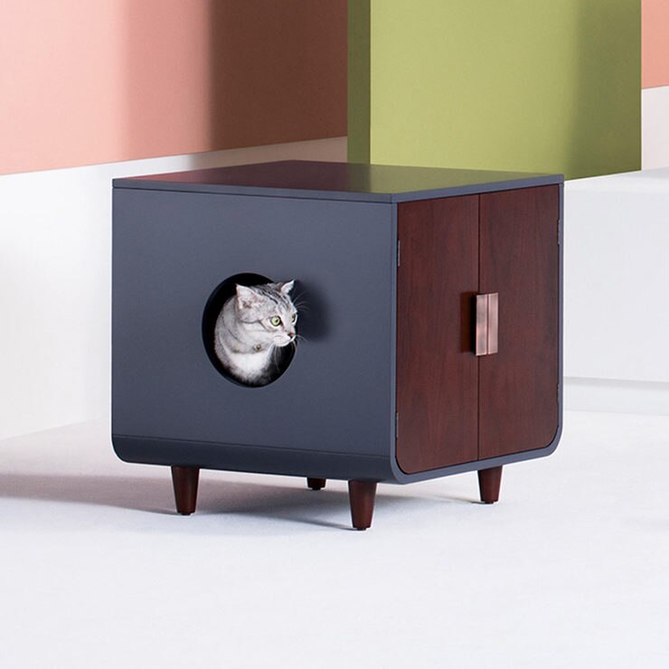 Staart Dyad Wooden Cat Litter Box in Mocha Walnut Costco UK