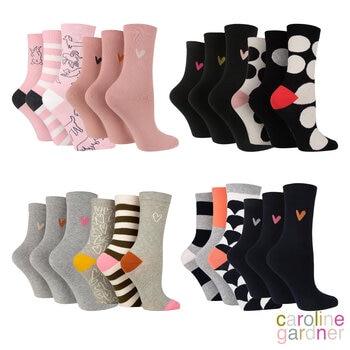 Caroline Gardner Ladies Crew Sock, 6 Pack