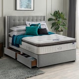 Silentnight 4 Drawer Divan Base with Bloomsbury Headboard in Slate Grey, Double