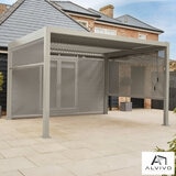 Alvivo 9ft 8" x 13ft 3" (3 x 4m) Beige Louvered Aluminium Pergola Bundle with 4 Pull-Down Screens Alvivo 9ft 8" x 13ft 3" (3 x 4m) Beige Louvered Aluminium Pergola Bundle with 4 Pull-Down Screens
