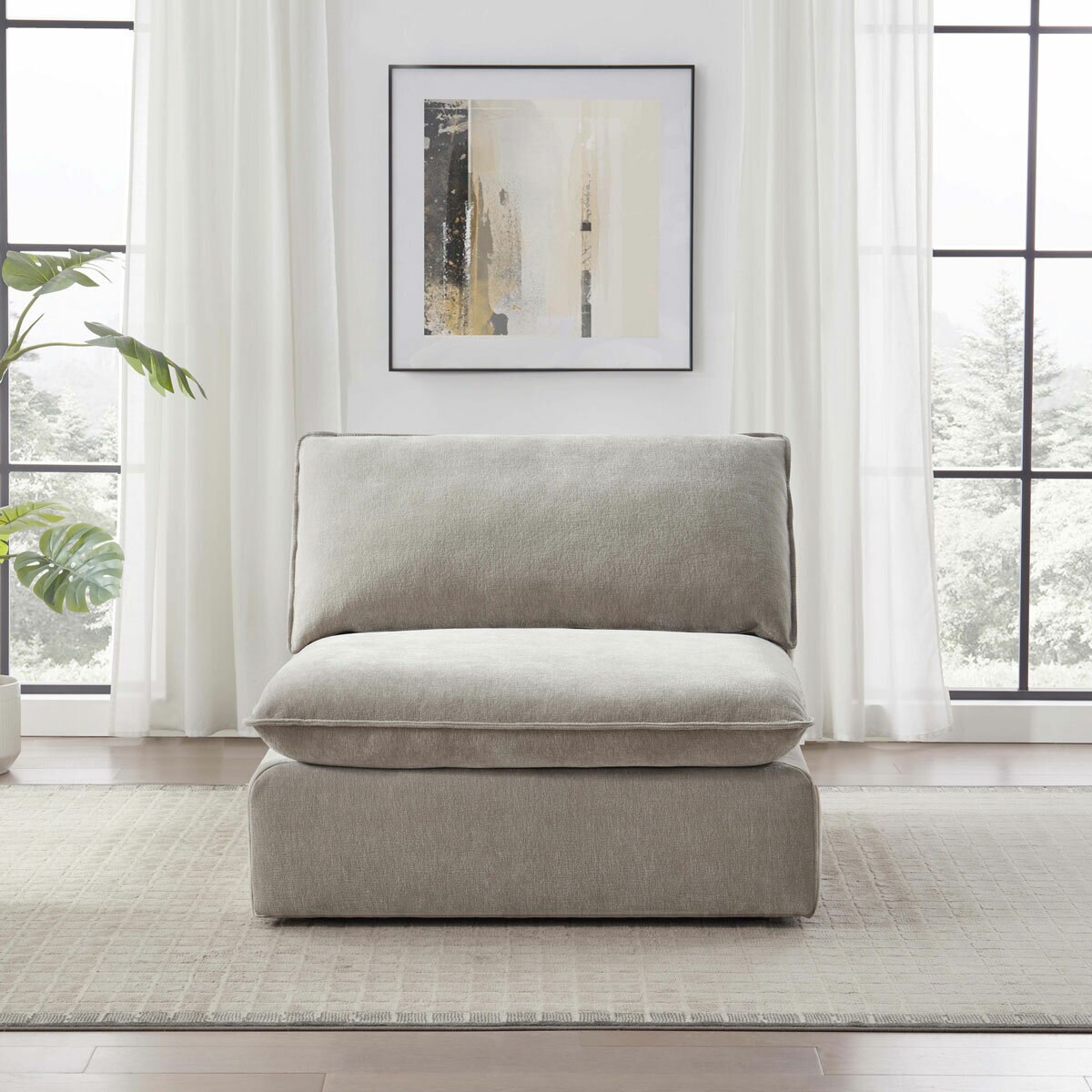 Aiden & Ivy Sereen Beige Fabric Armless Chair