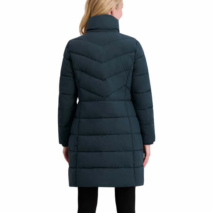 Halston Ladies Hooded Walker Coat in Green