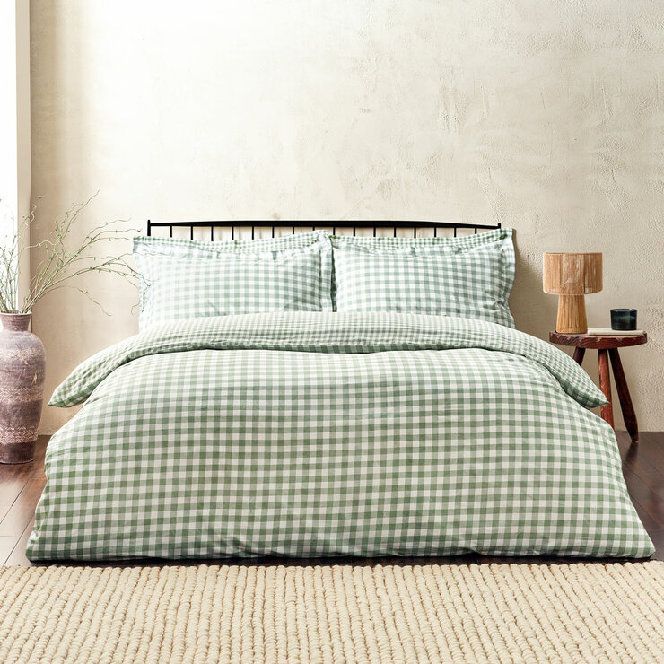 Yard Barton 100% Cotton Green Gingham Duvet Cover Set in 4 Sizes Yard Barton 100% Cotton Green Gingham Duvet Cover Set in 4 Sizes