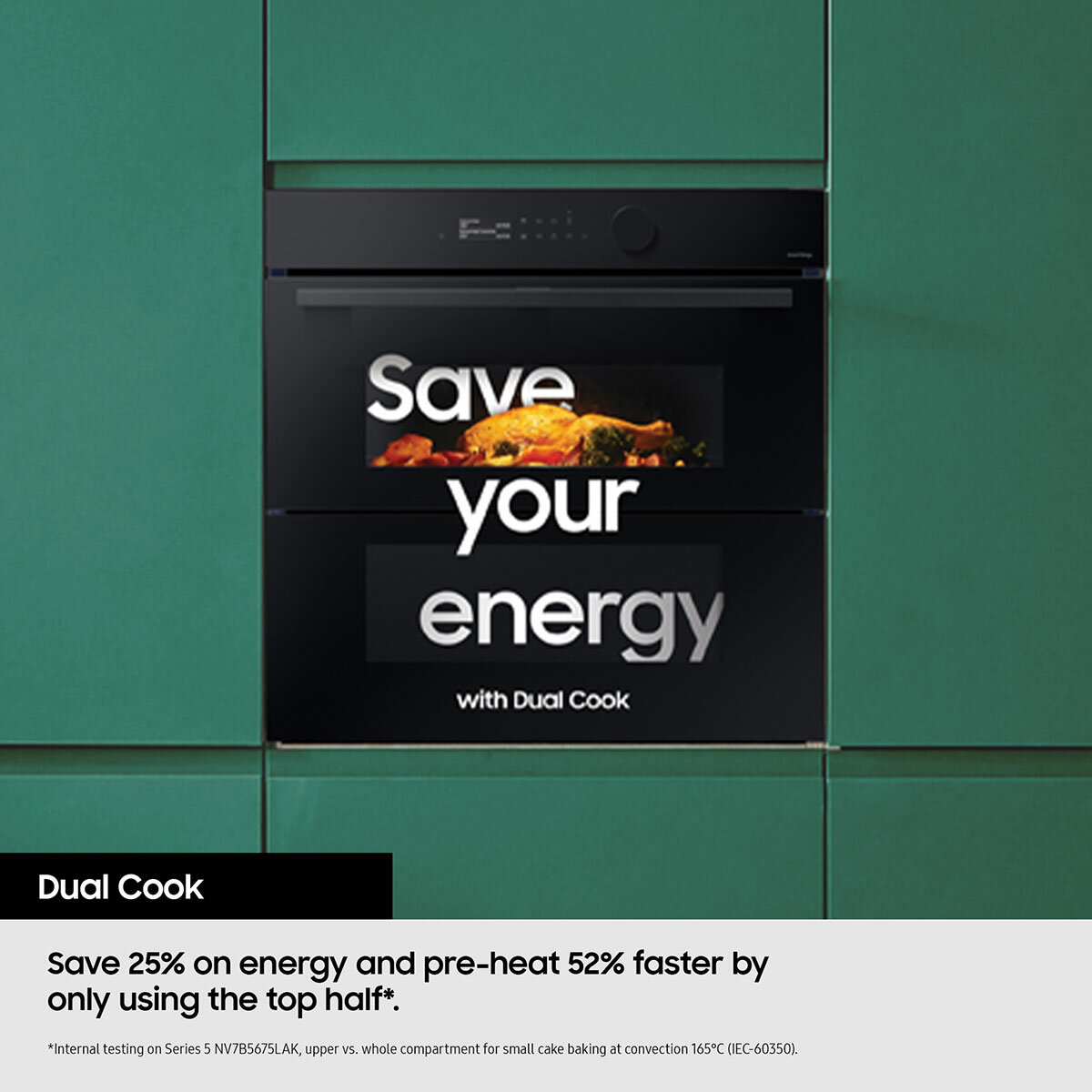 Samsung Series 4 Dual Cook Flex NV7B45305AK/U4 76L Smart Oven, A+ Rated in Clean Black