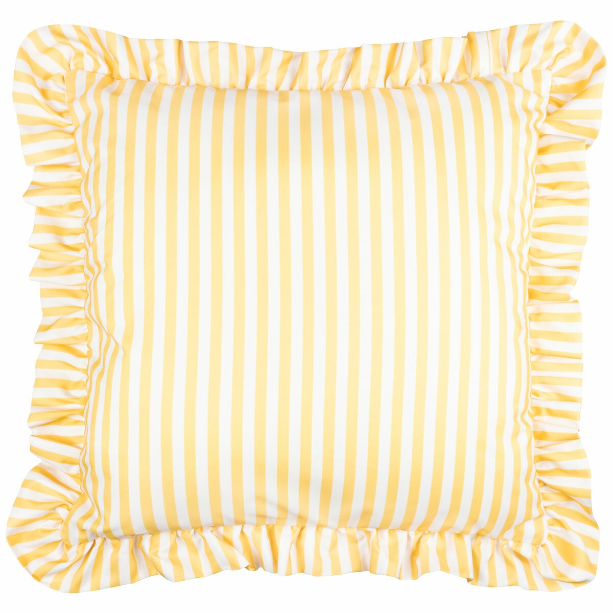 Wylder Millie Ruffle Yellow Striped Indoor Outdoor Cushion, 50 x 50 cm