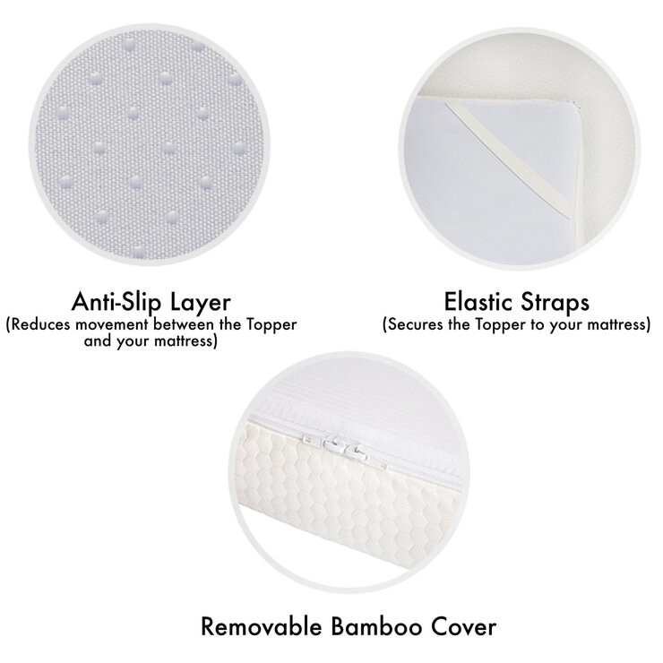 Panda Memory Foam Bamboo Mattress Topper, King