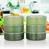 Signature Stoneware Bowls with Lids in Green, 6 Pack