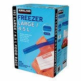 Kirkland Signature Freezer Bags Large/4.5L, 6x32 Box Side Angle