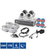 Swann 1080P DVR4-4575  4 Channel DVR with 2 x PRO-T852 Bullet Cameras & 2 x PRO-T854 Dome Cameras